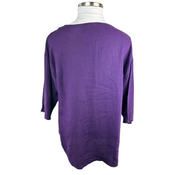 Bryn Walker 100% Linen Judy Oversized Tunic Top Purple Women's Large Lagonlook - Picture 10 of 15